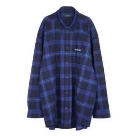 Camisa xadrez em sarja de algodão «Azul» 625548T1M194450