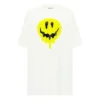 Camiseta Branca de Manga Curta e Corte Largo com Estampa de Rosto Sorridente SS21 641655TKVA18639