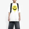 Camiseta Branca de Manga Curta e Corte Largo com Estampa de Rosto Sorridente SS21 641655TKVA18639