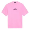 Camiseta de gola redonda com logótipo do patrocinador, rosa/vermelha 612965TJVD95764
