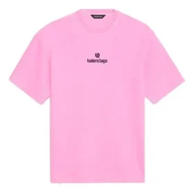 Camiseta de gola redonda com logótipo do patrocinador, rosa/vermelha 612965TJVD95764 Camiseta de gola redonda com logótipo do patrocinador, rosa/vermelha 612965TJVD95764