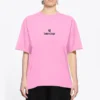 Camiseta de gola redonda com logótipo do patrocinador, rosa/vermelha 612965TJVD95764