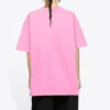 Camiseta de gola redonda com logótipo do patrocinador, rosa/vermelha 612965TJVD95764