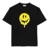 Camiseta de manga curta com estampa Drip Peace, corte largo, coleção SS21, preta 641655TKVA11012