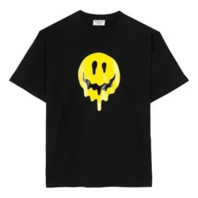 Camiseta de manga curta com estampa Drip Peace, corte largo, coleção SS21, preta 641655TKVA11012 Camiseta de manga curta com estampa Drip Peace, corte largo, coleção SS21, preta 641655TKVA11012