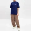 Camiseta de manga curta com gola redonda e estampado SS21, azul 641655TIV521195