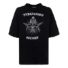 Camiseta de manga curta com slogan impresso, preta 641532TJV781000