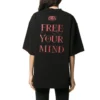 Camiseta de manga curta com slogan impresso, preta 641532TJV781000