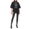 Camiseta de manga curta com slogan impresso, preta 641532TJV781000