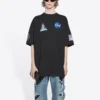 Camiseta de manga curta retro espacial Balenciaga x NASA “Preto” 651795TKVD71070