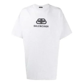 Camiseta masculina Balenciaga com logótipo estampado, gola redonda e manga curta, branca 583214TFV652569 Camiseta masculina Balenciaga com logótipo estampado, gola redonda e manga curta, branca 583214TFV652569