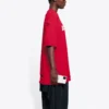 Camiseta masculina Balenciaga com padrão de letras, decote redondo, manga curta e furos, vermelha 651795TKVB86295