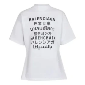 Camiseta masculina Balenciaga SS21 com a palavra, manga curta, branca 641613TJVI59040 Camiseta masculina Balenciaga SS21 com a palavra, manga curta, branca 641613TJVI59040