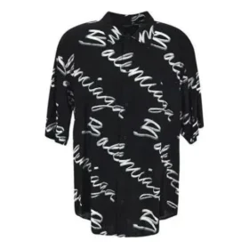 Camiseta minimalista de manga curta com logótipo rabiscado «Preto Branco» 681813TML131070