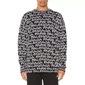 Camisola Balenciaga Paris Intarsia com padrão integral «Preto Branco» 599826T31701070