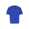 Camisola casual de algodão confortável, de cor sólida, tamanho grande, manga curta, azul 612966TIVD14066