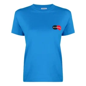 Camisola casual de manga curta com logótipo em letras, azul, 612964TIV797601