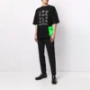 Camisola casual masculina Balenciaga SS21 com estampado, tamanho grande, manga curta, preta 641614TJV801070