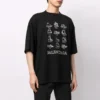 Camisola casual masculina Balenciaga SS21 com estampado, tamanho grande, manga curta, preta 641614TJV801070