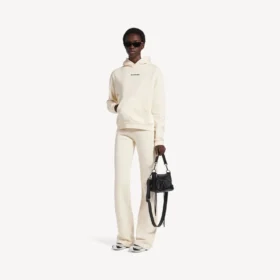 Camisola com capuz Balenciaga para mulher, corte médio, na cor creme