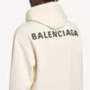 Camisola com capuz Balenciaga para mulher, corte médio, na cor creme