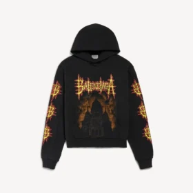 Camisola com capuz Balenciaga Sacra Cœur de corte médio para mulher, em preto