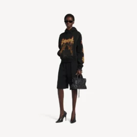 Camisola com capuz Balenciaga Sacra Cœur de corte médio para mulher, em preto