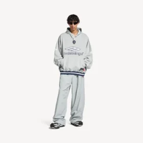 Camisola com capuz de futebol 3b para homem em cinzento/branco
