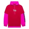 Camisola com capuz e costuras unissexo de manga comprida SS21, rosa e vermelho, 657037TKV826295
