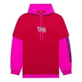 Camisola com capuz e costuras unissexo de manga comprida SS21, rosa e vermelho, 657037TKV826295