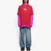 Camisola com capuz e costuras unissexo de manga comprida SS21, rosa e vermelho, 657037TKV826295