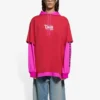 Camisola com capuz e costuras unissexo de manga comprida SS21, rosa e vermelho, 657037TKV826295