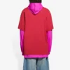Camisola com capuz e costuras unissexo de manga comprida SS21, rosa e vermelho, 657037TKV826295