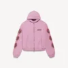 Camisola com capuz e fecho de correr Balenciaga Sacra Cœur para mulher, corte médio, em rosa antigo