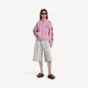 Camisola com capuz e fecho de correr Balenciaga Sacra Cœur para mulher, corte médio, em rosa antigo