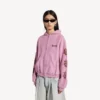 Camisola com capuz e fecho de correr Balenciaga Sacra Cœur para mulher, corte médio, em rosa antigo