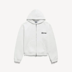 Camisola com capuz e fecho de correr de corte regular da coleção «Salon de Couture» para mulher, em branco