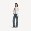 Camisola com capuz e fecho de correr de corte regular da coleção «Salon de Couture» para mulher, em branco