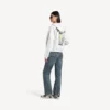Camisola com capuz e fecho de correr de corte regular da coleção «Salon de Couture» para mulher, em branco