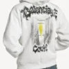 Camisola com capuz e fecho de correr de corte regular da coleção «Salon de Couture» para mulher, em branco