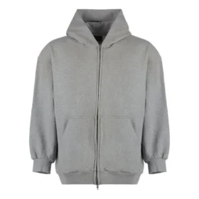 Camisola com capuz e fecho em jersey de algodão com efeito desgastado «Grey» 744454TOVV91241