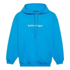 Camisola com capuz e mangas compridas Balenciaga FW21 com logótipo para homem, azul 570811TIV557560