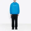 Camisola com capuz e mangas compridas Balenciaga FW21 com logótipo para homem, azul 570811TIV557560