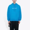 Camisola com capuz e mangas compridas Balenciaga FW21 com logótipo para homem, azul 570811TIV557560