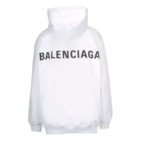 Camisola com capuz e mangas compridas Balenciaga para homem, com letras na parte de trás, branca, 556113TAV379000