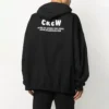 Camisola com capuz, estampa de letras, fecho de correr, unissexo, preta 620974TIV751070