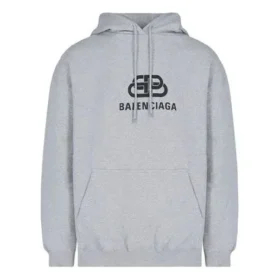 Camisola com capuz para homem Balenciaga com logótipo estampado, cinzenta 570811THV781300