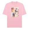 Camisola com estampa, gola redonda e manga curta, cor-de-rosa 641532TJVG85630