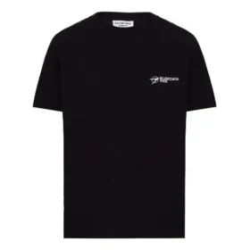 Camisola com estampado, gola redonda e manga curta, preta 612965TKV861070