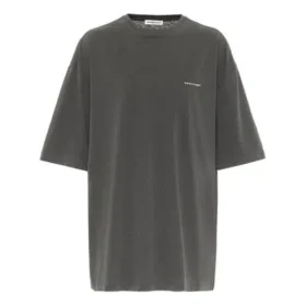 Camisola com gola redonda, logótipo pequeno, manga curta, cinzenta 556104TYK281055